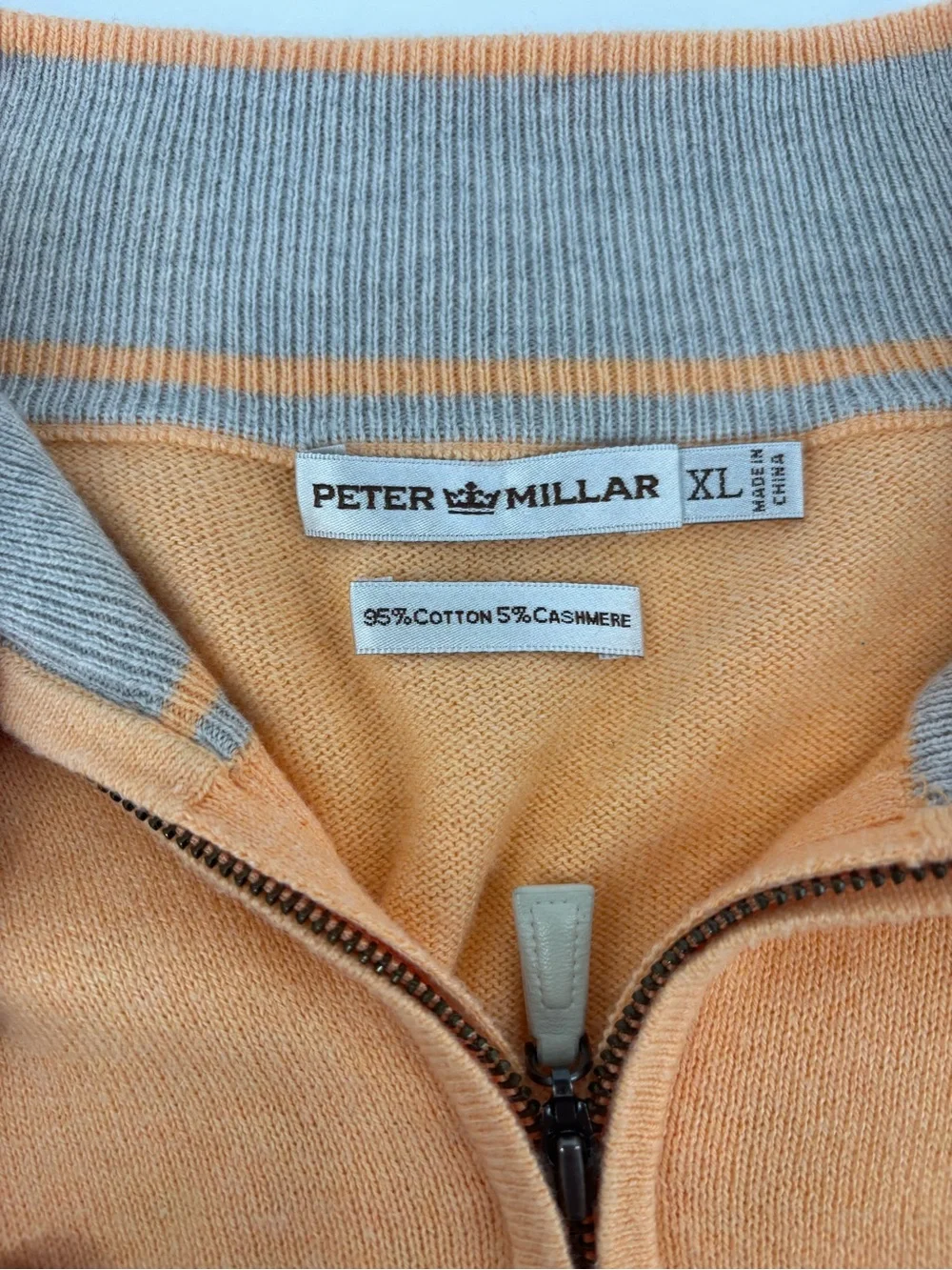 Peter Millar XL Orange 1/4 Zip Sweater Vest Cotton Cashmere Golf Ocean Course Lg